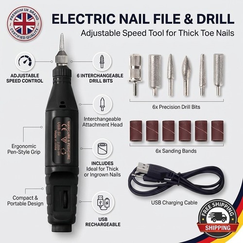Electric nail file for thick - for,